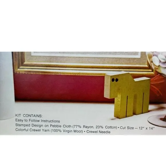 Vintage 70s Avon Piglets and Posies Crewel Wool Embroidery Needlework Craft Kit - Picture 6 of 9